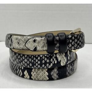 Target Ladies Grey Black Faux Snake Skin Skinny Belt Size Medium NEW